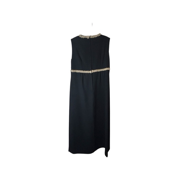Vintage Sleeveless Maxi Dress Fortrel Polyester, Gold Tinsel Accent, 60s 70s XL` - Picture 8 of 15